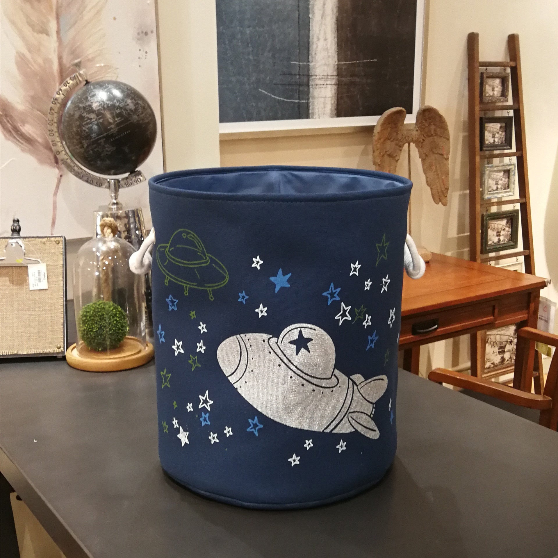Wholesale Canvas Spaceship Star Moon Series Toy Storage Bucket