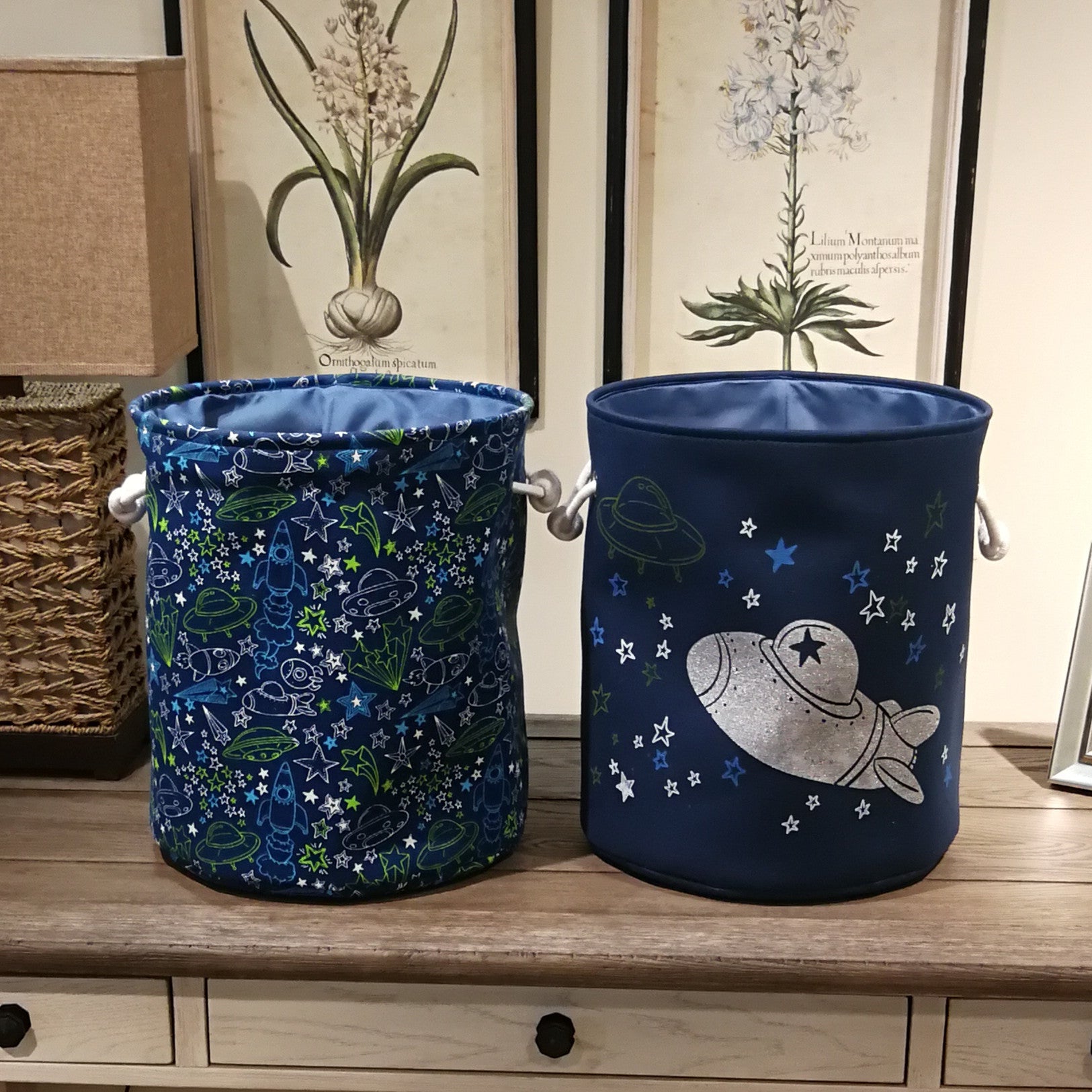 Wholesale Canvas Spaceship Star Moon Series Toy Storage Bucket
