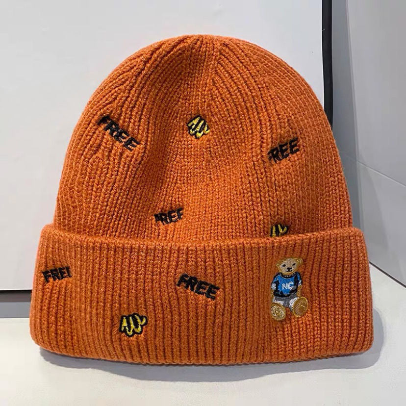 Wholesale Autumn and Winter All-match Letter Embroidered Cartoon Beanie