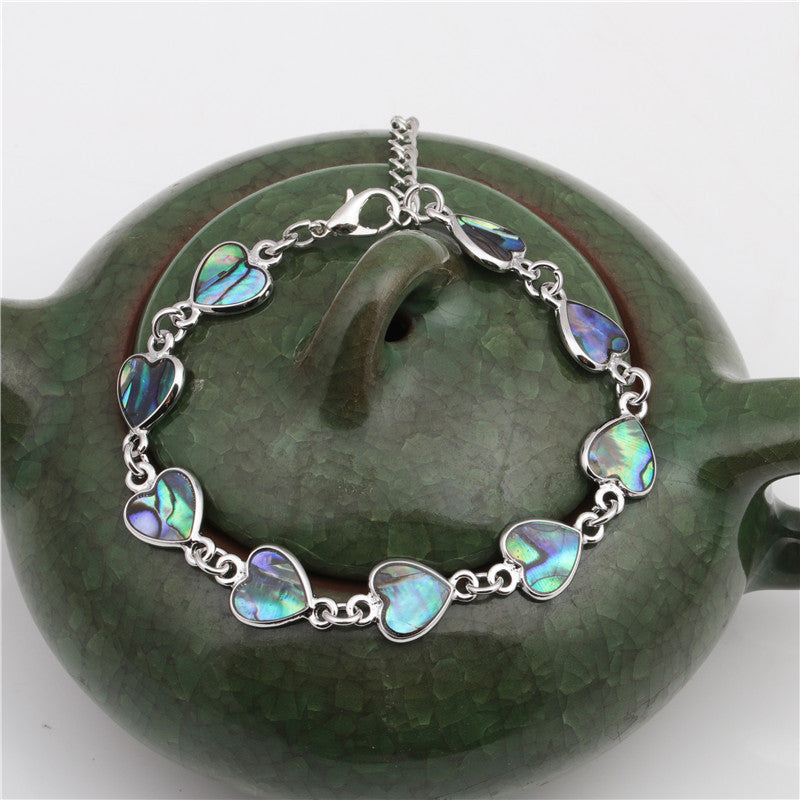 Wholesale Rainbow Abalone Shell Bracelet Heart shaped Love Bracelet