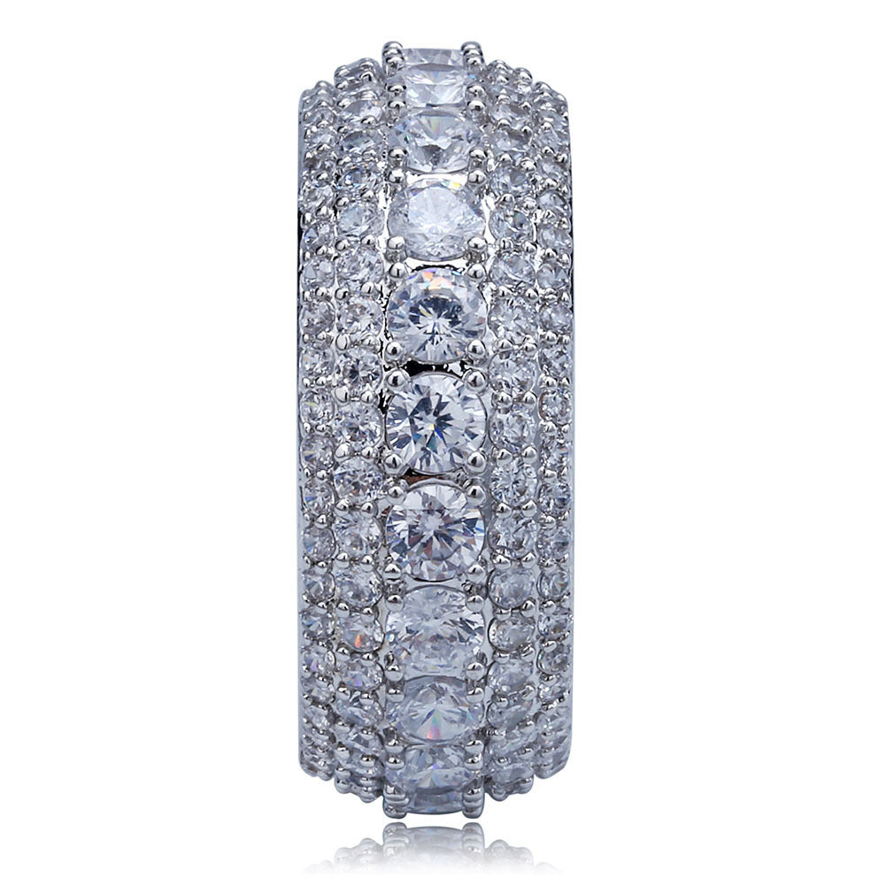 Wholesale Hiphop micro inlaid five-row full zircon ring