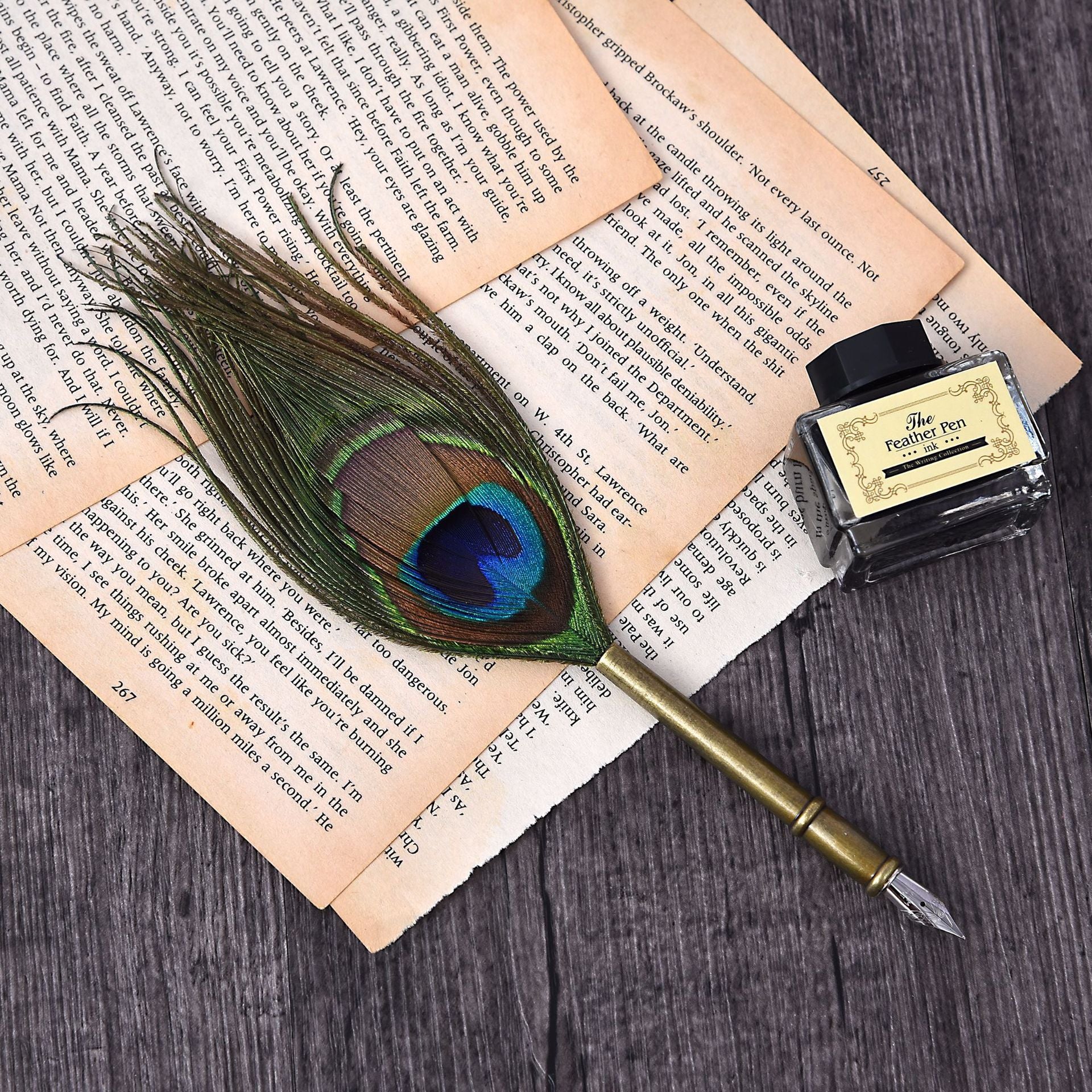 Wholesale Vintage Peacock Feather Fountain Pen Dip Pen Set Gift