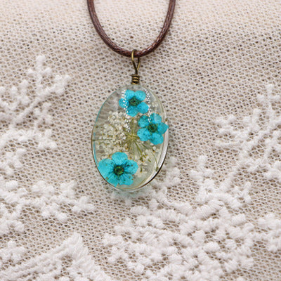 Wholesale Chic DIY Dried Flower Pendant Necklace Crystal Organic Glass Jewelry Accessory For Gift And Resale