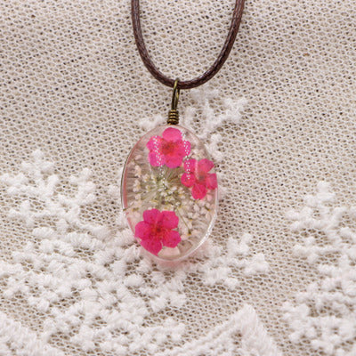 Wholesale Chic DIY Dried Flower Pendant Necklace Crystal Organic Glass Jewelry Accessory For Gift And Resale