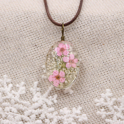 Wholesale Chic DIY Dried Flower Pendant Necklace Crystal Organic Glass Jewelry Accessory For Gift And Resale