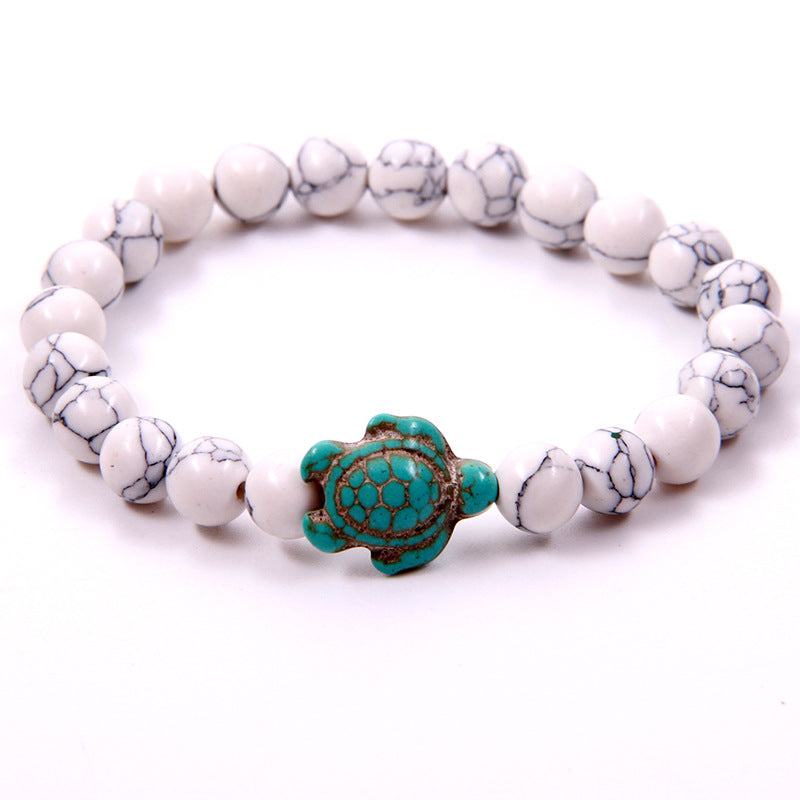 Tortuga verde turquesa al por mayor Piedra Volcánica Variety Turquesa Variedad de brazalete de piedra natural