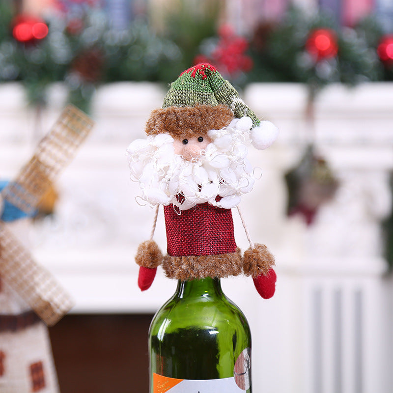 Wholesale Christmas Champagne Set Wine Bottle Cap Red Wine Fabric Wine Bottle Set
