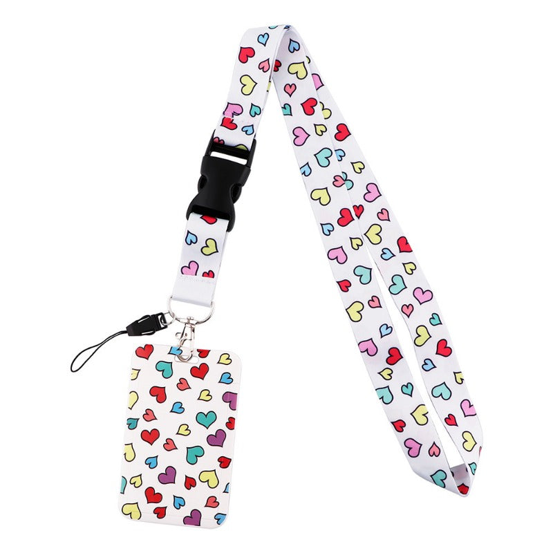 Wholesale Heart-shaped Love Mobile Phone Strap Meal Card Bus Access Control Work ID Brand Hard Shell Card Holder