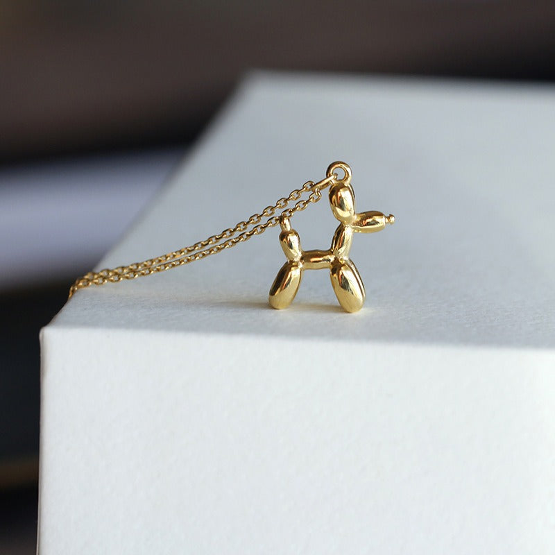 Wholesale Hip-hop Balloon Dog Pendant Necklace with Stainless Steel Chain