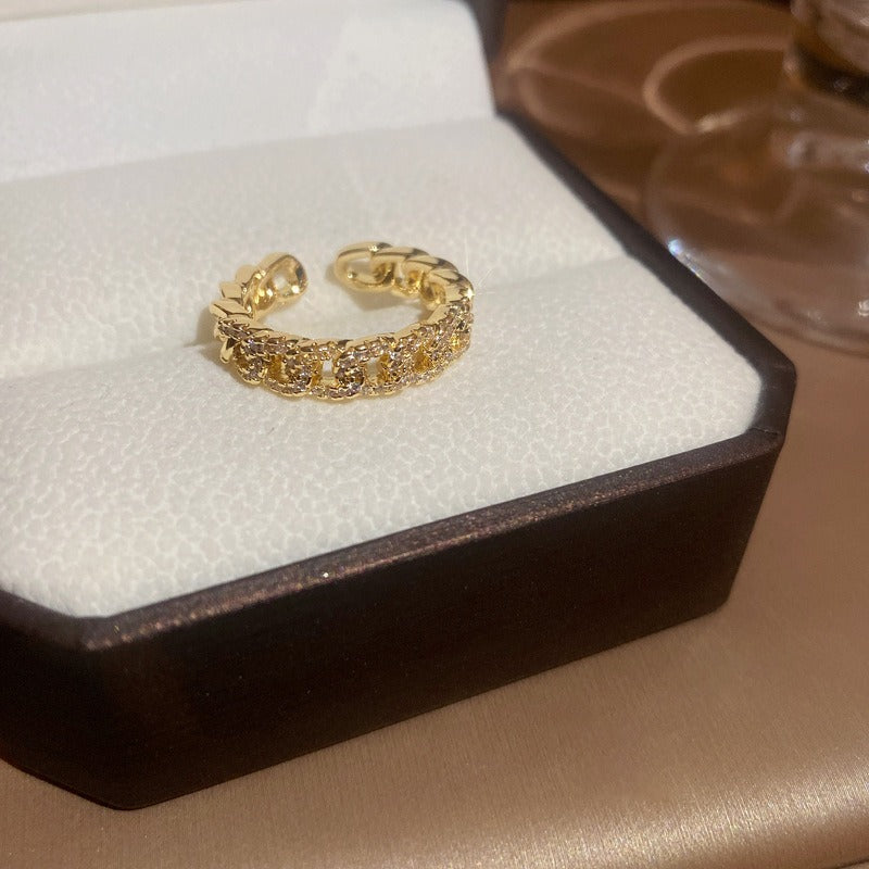 Wholesale Diamond Inlaid Zircon Geometric Opening Metal Rings