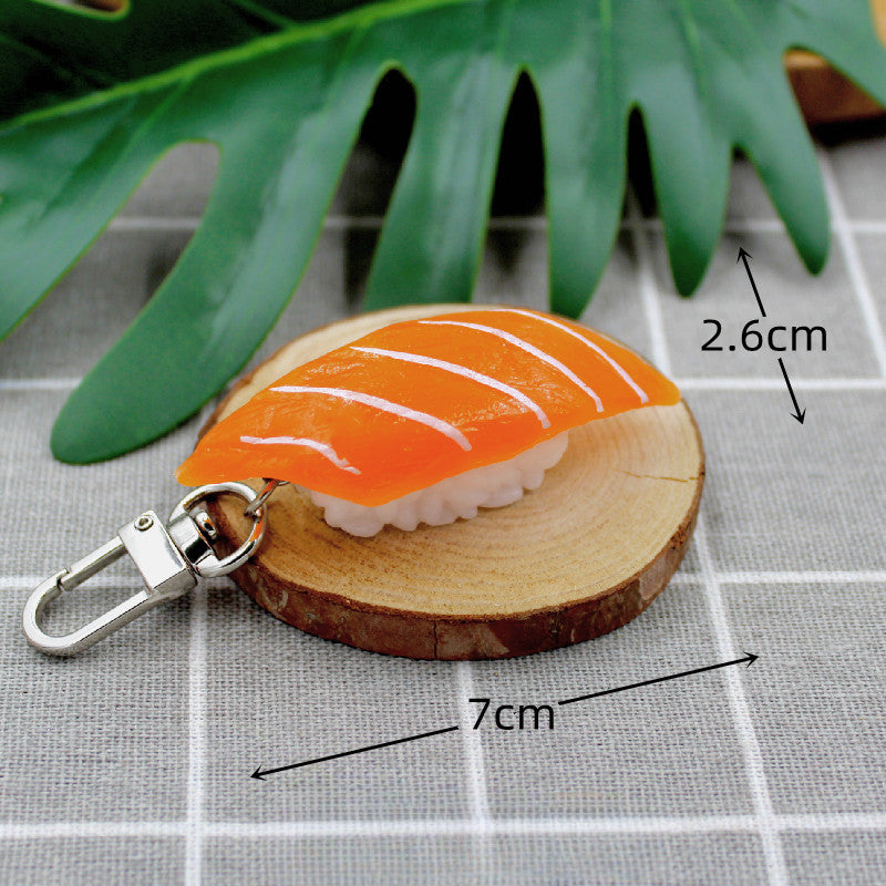 Wholesale PVC Simulation Food Salmon Sushi Keychain
