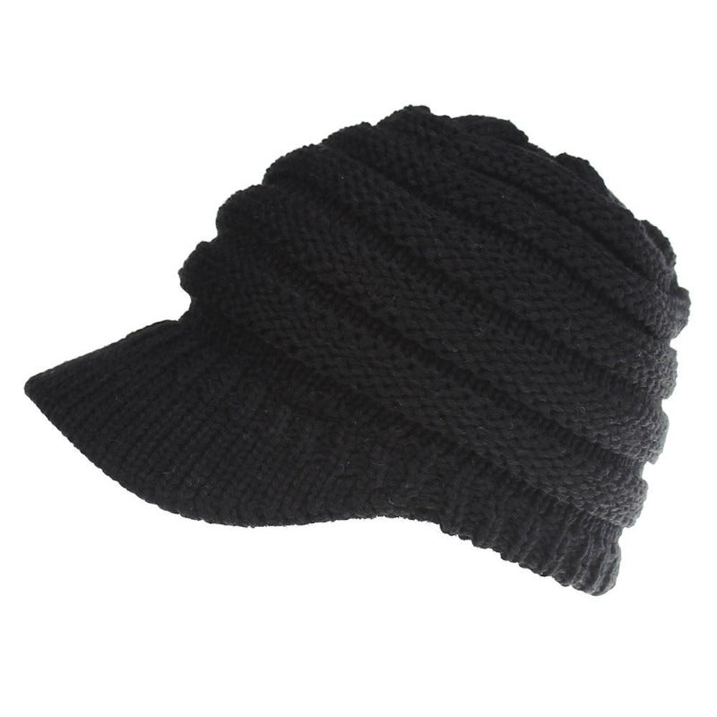 Wholesale Women's Knitted Baseball No Logo Open Ponytail Ski Sports Cap