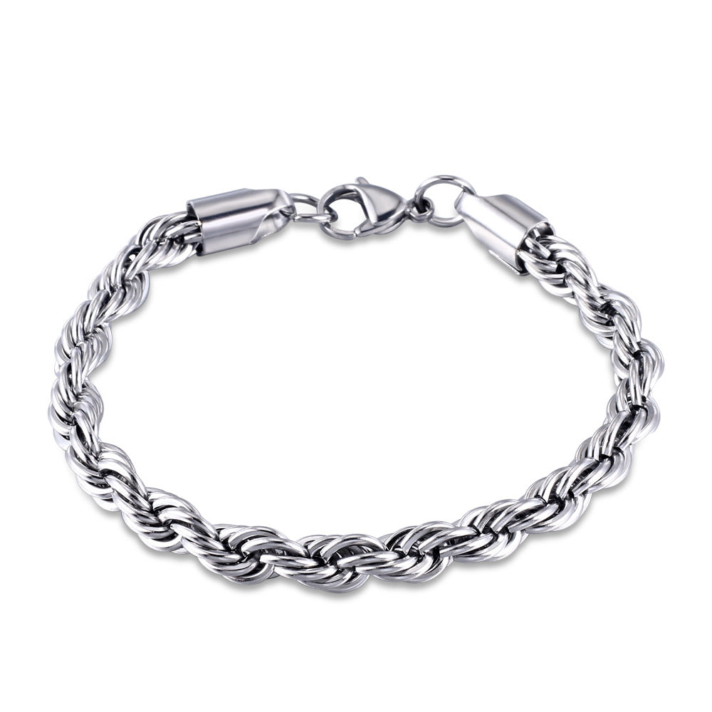 Wholesale Fried Dough Twists Hip Hop Stainless Steel Bracelet