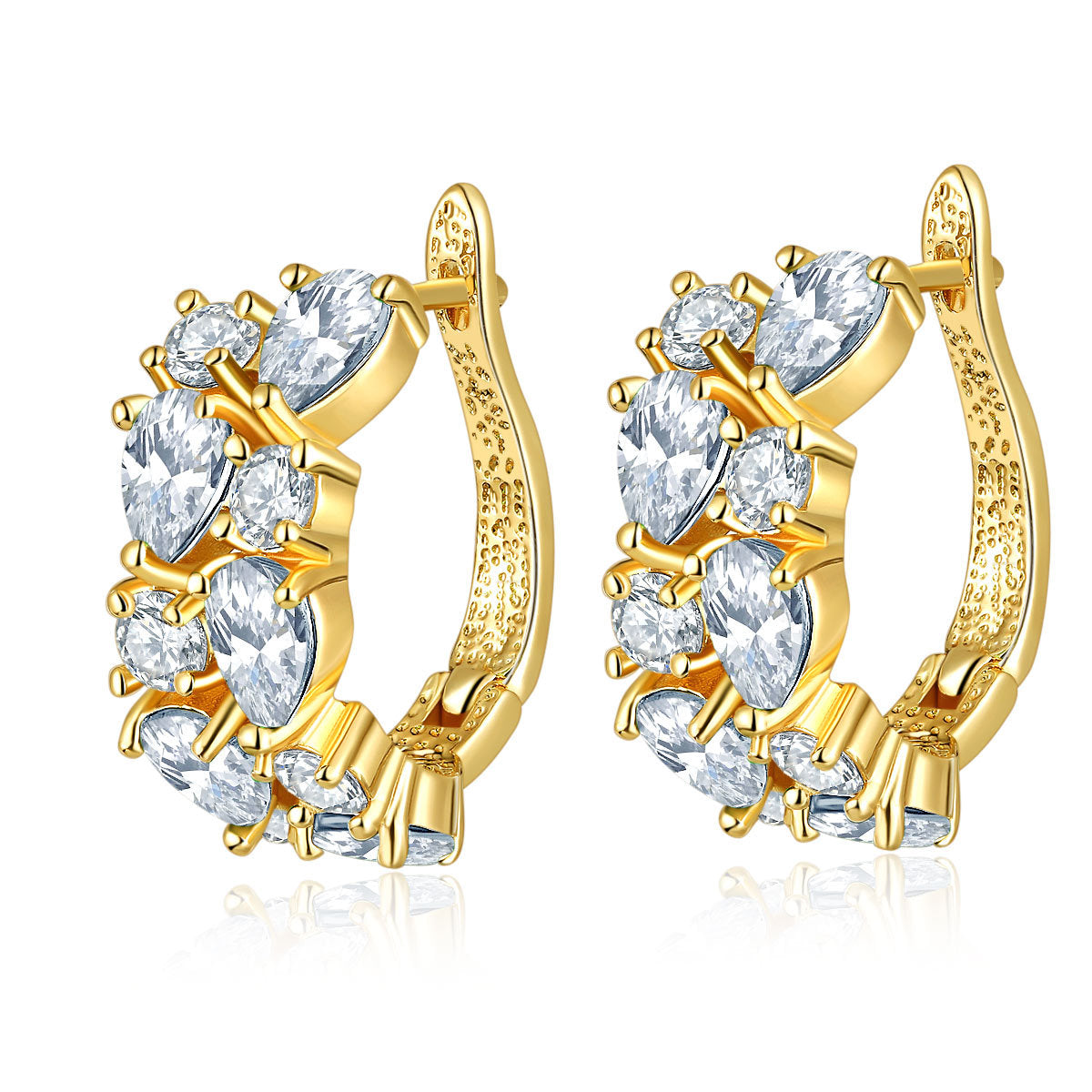 Wholesale Colorful Crystal Zircon Rose Gold Earrings