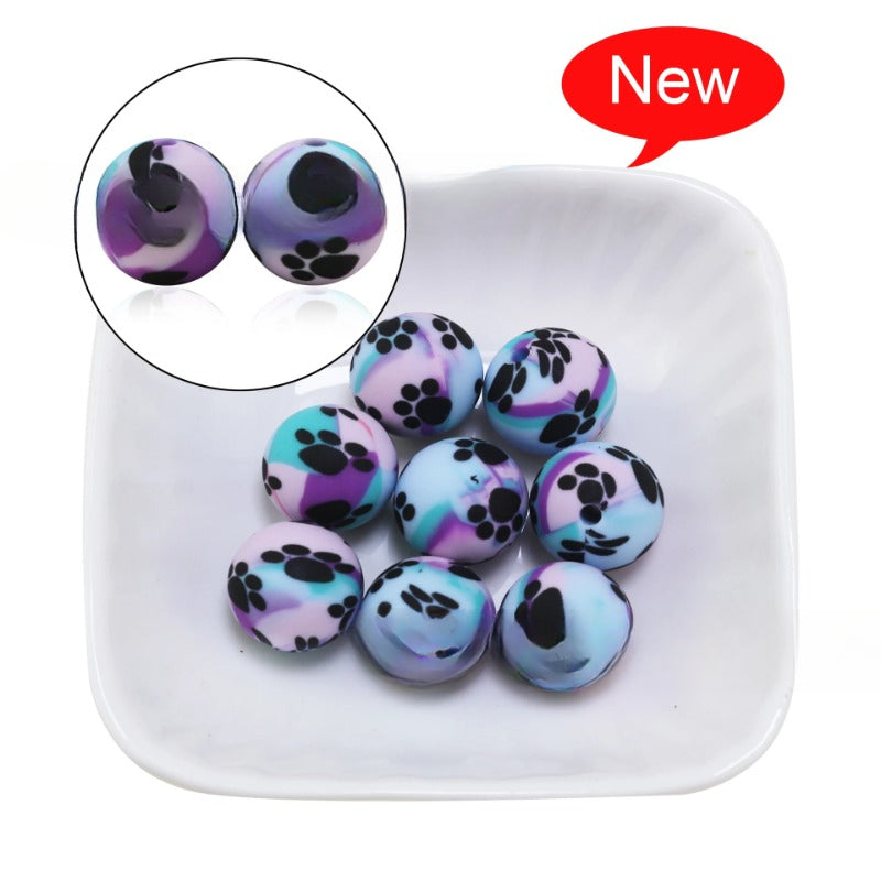 Wholesale 50PCS/PACK Leopard Print Water Transfer Silicone Beads
