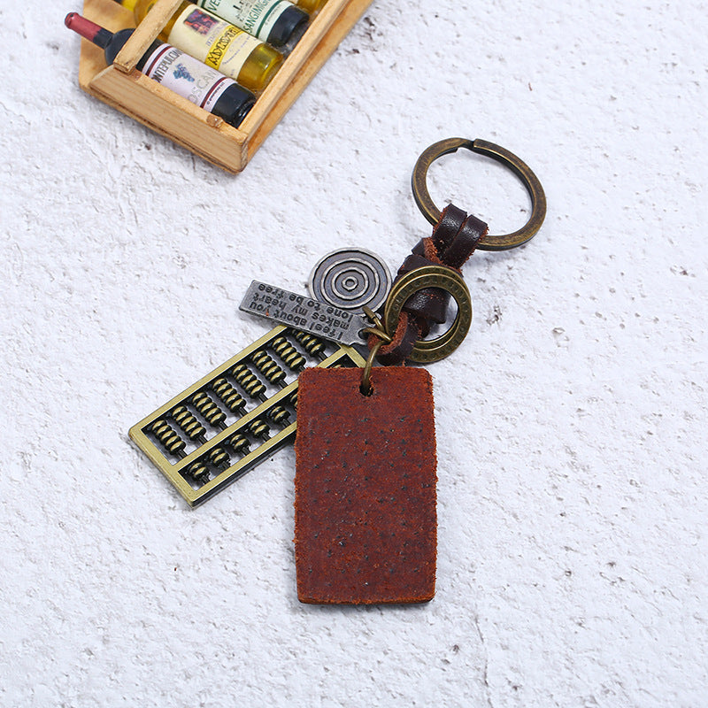 Wholesale Handmade Vintage Woven Leather Abacus Keychain