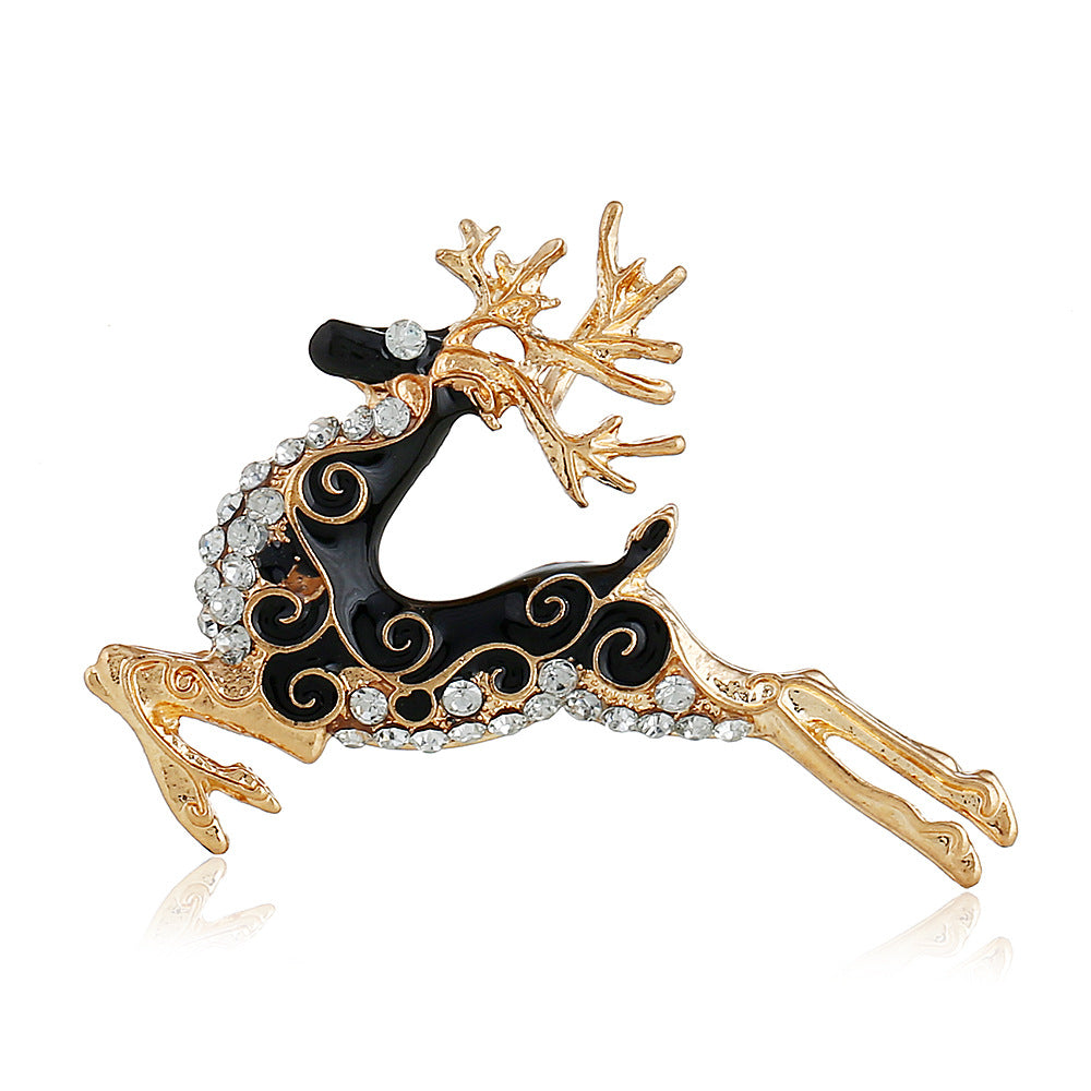 Wholesale Christmas Reindeer Rhinestone Brooch Pin Pendant Necklace 2 In 1 Unisex Fashion Accessory Gift For Boutique Resale