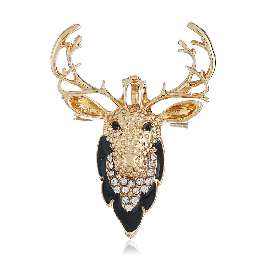 Wholesale Christmas Reindeer Rhinestone Brooch Pin Pendant Necklace 2 In 1 Unisex Fashion Accessory Gift For Boutique Resale