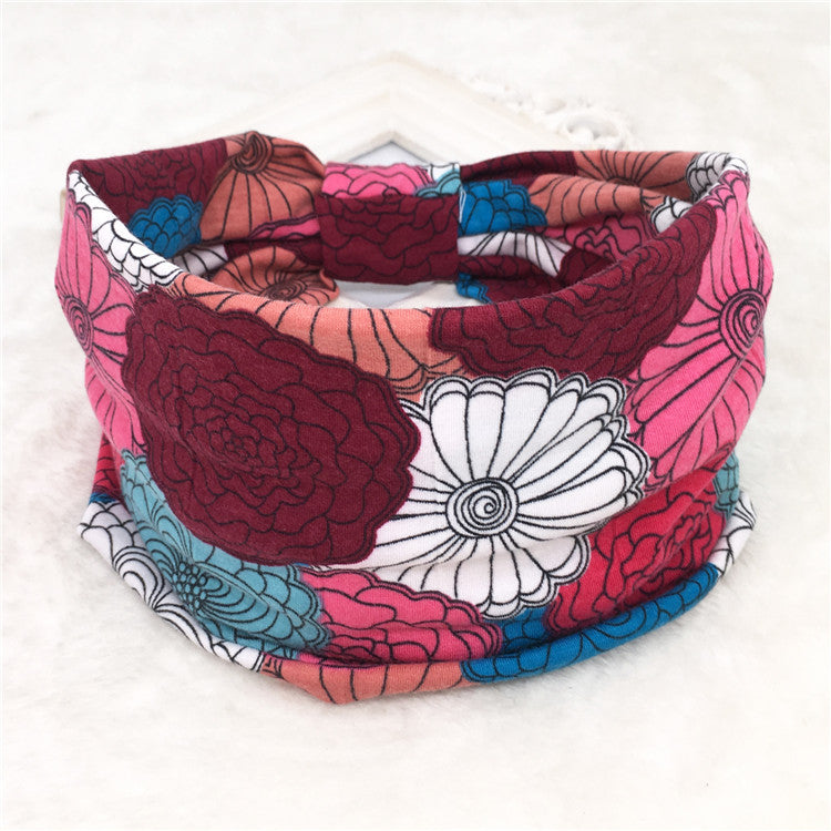 Wholesale Autumn and Winter Printed Hairband with Wide Ribbon Cotton Sports Yoga Hair Accessories