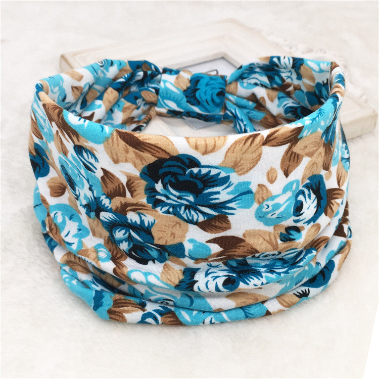 Wholesale Autumn and Winter Printed Hairband with Wide Ribbon Cotton Sports Yoga Hair Accessories