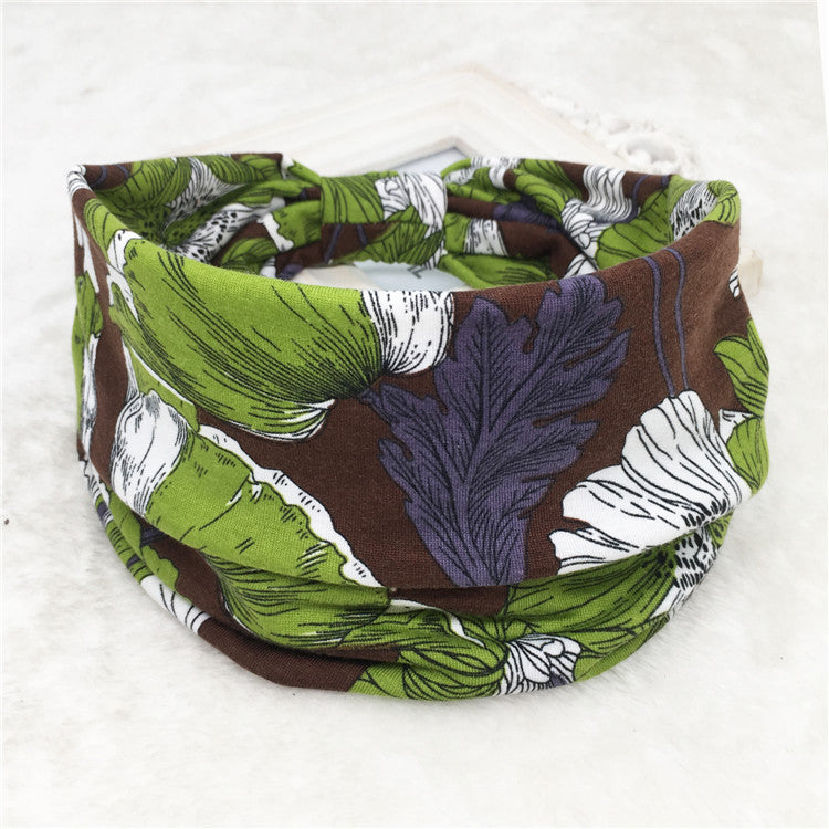 Wholesale Autumn and Winter Printed Hairband with Wide Ribbon Cotton Sports Yoga Hair Accessories