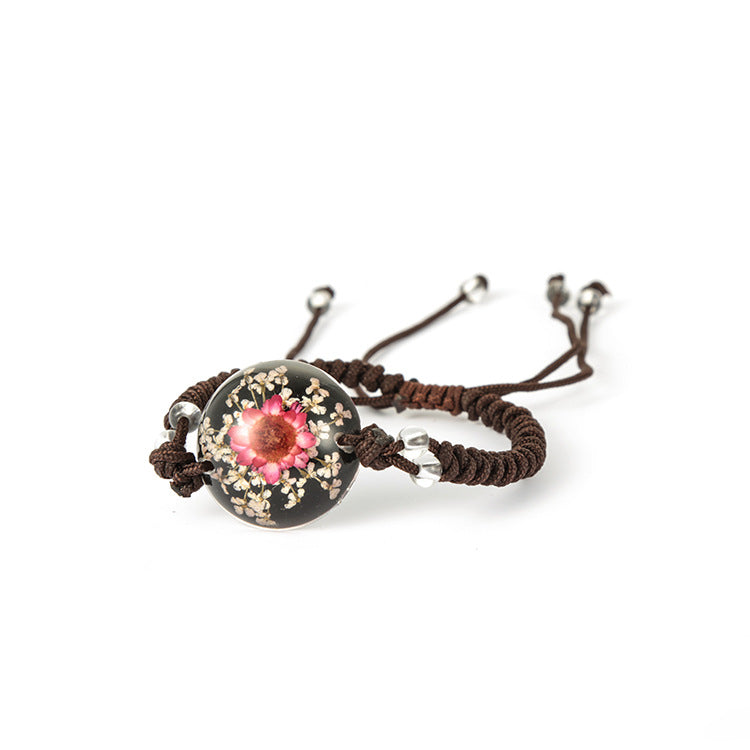 Wholesale 10pcs Amber Specimen Creative Real Flower Amber Bracelet