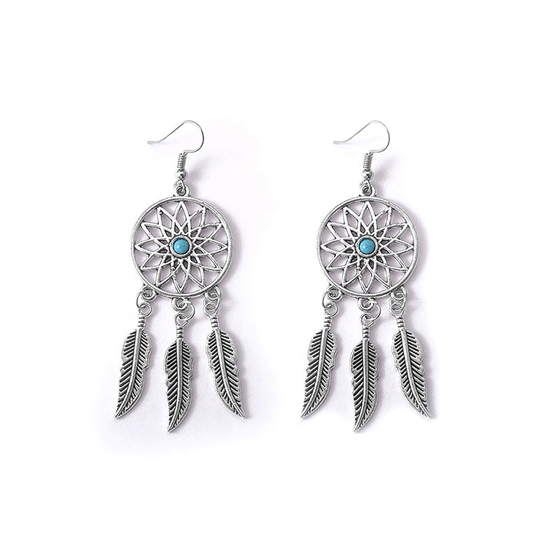 Wholesale Feather Earrings Pumeng Net Alloy Earrings