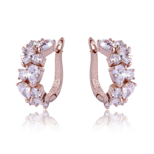 Wholesale Colorful Crystal Zircon Rose Gold Earrings