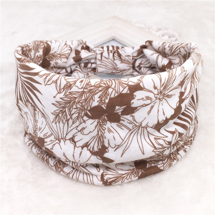 Wholesale Autumn and Winter Printed Hairband with Wide Ribbon Cotton Sports Yoga Hair Accessories