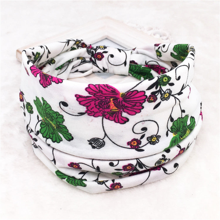 Wholesale Autumn and Winter Printed Hairband with Wide Ribbon Cotton Sports Yoga Hair Accessories