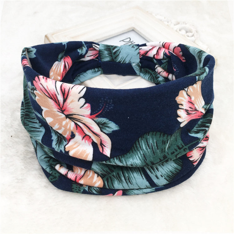 Wholesale Autumn and Winter Printed Hairband with Wide Ribbon Cotton Sports Yoga Hair Accessories