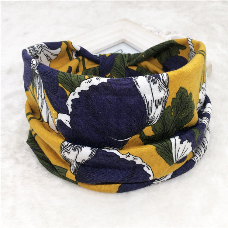 Wholesale Autumn and Winter Printed Hairband with Wide Ribbon Cotton Sports Yoga Hair Accessories