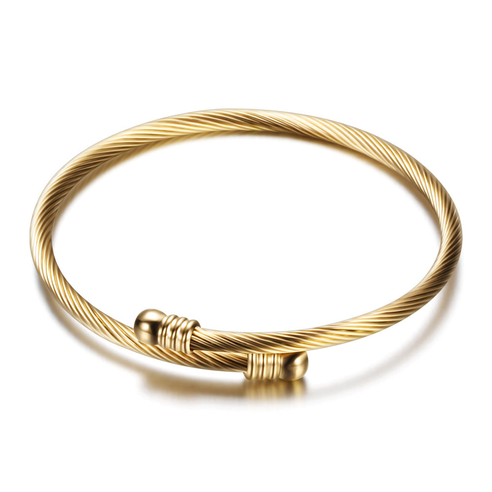 Wholesale Three Color 18K Gold Cable Wire Stainless Steel Bracelet