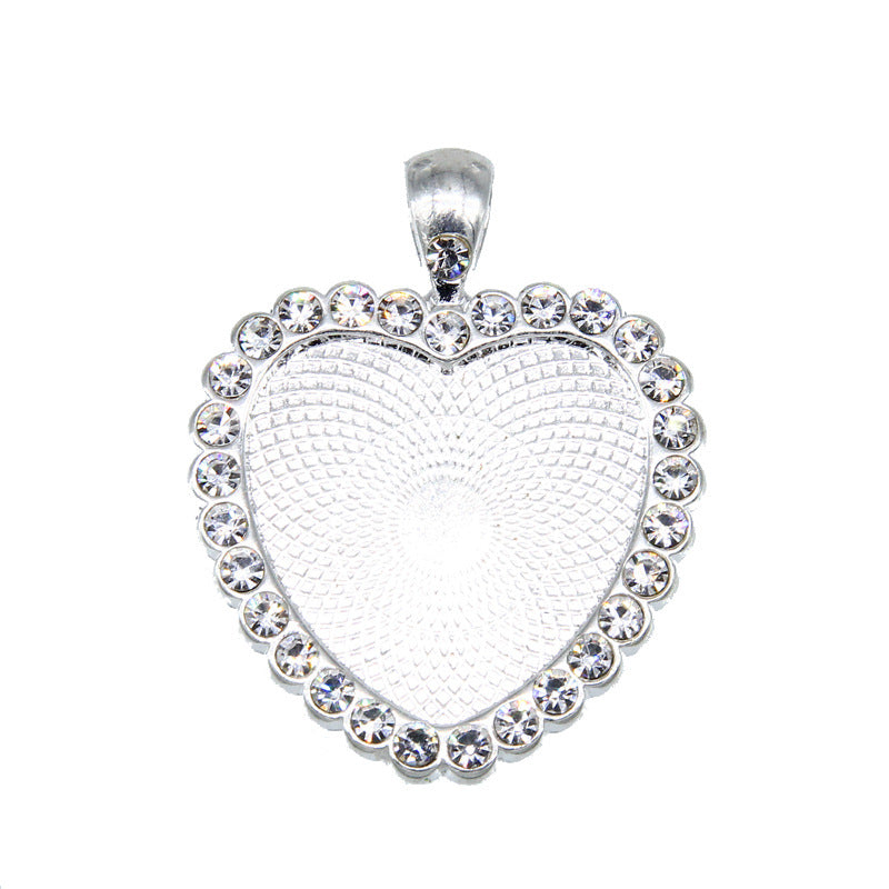 Wholesale 100PCS/PACK Alloy 25mm Peach Heart Diamond Time Gemstone Base