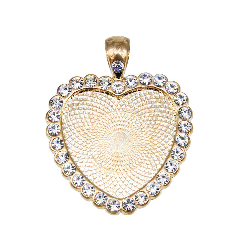 Wholesale 100PCS/PACK Alloy 25mm Peach Heart Diamond Time Gemstone Base