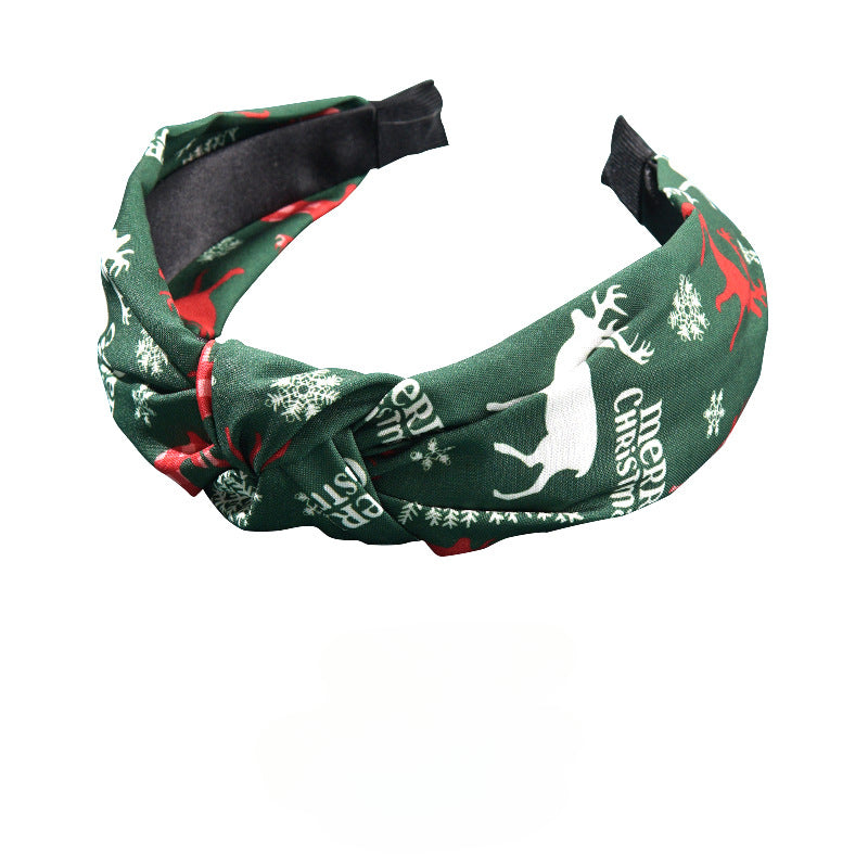 Wholesale Christmas Fabric Knots Wide Edge Hair Hoops