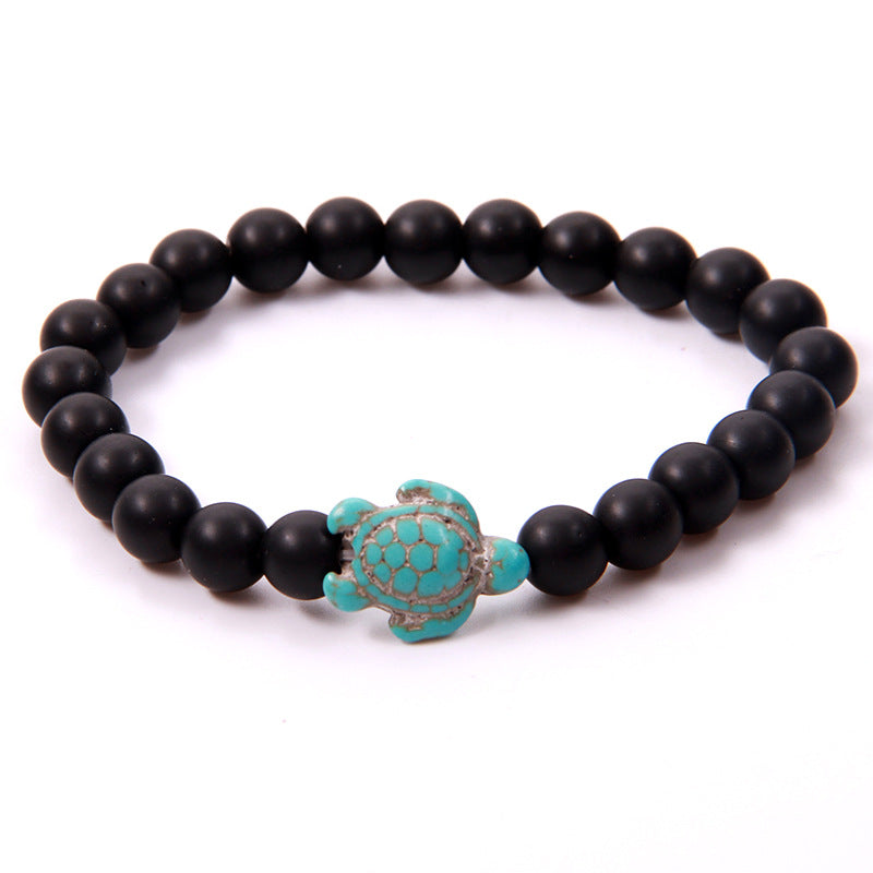 Tortuga verde turquesa al por mayor Piedra Volcánica Variety Turquesa Variedad de brazalete de piedra natural