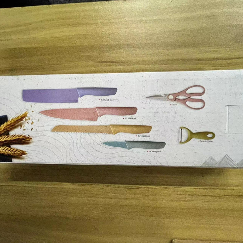 Wholesale colored macaron kitchen knife set of six pieces