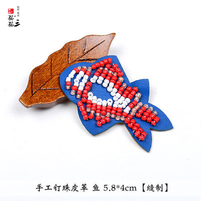 Wholesale DIY Handmade Beaded Cloth Patches Fish Flowers Leather Hat Clothes Decoration