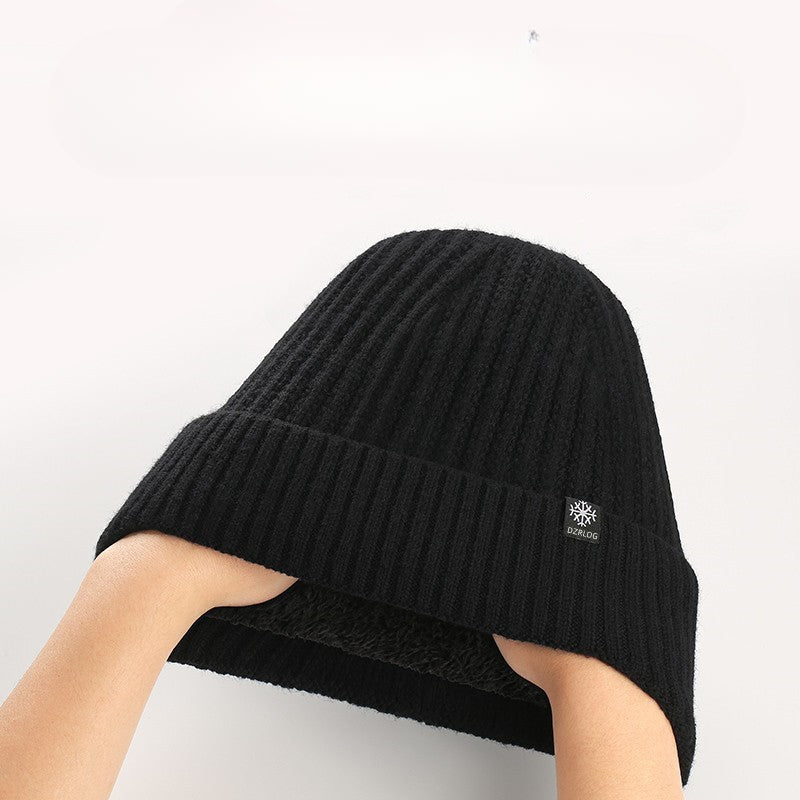 Wholesale Winter Cold and Warm Ear Bib Neck Knitted Beanie Hat Two-piece Set
