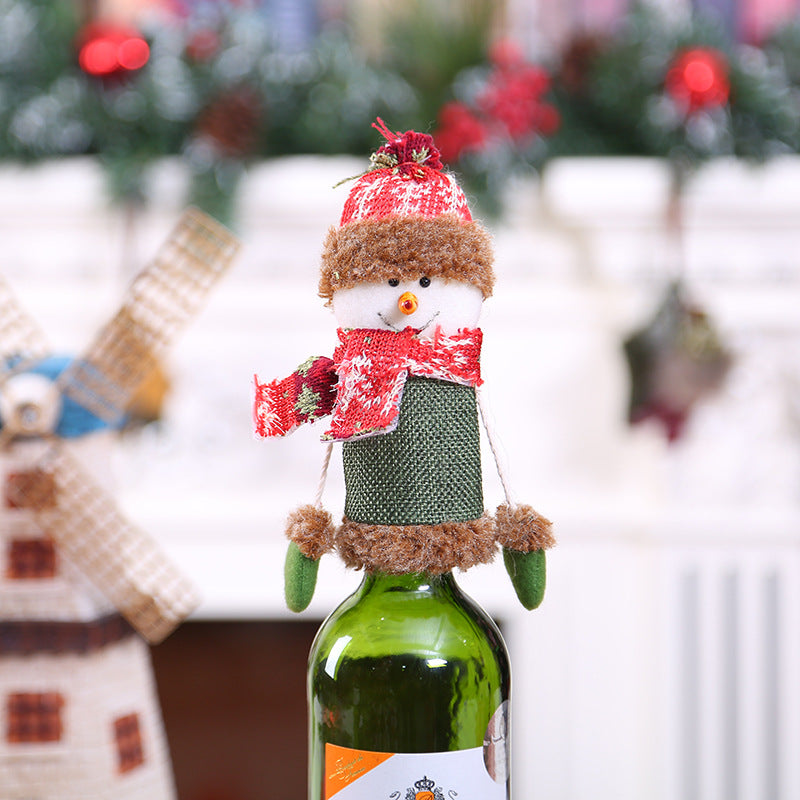 Wholesale Christmas Champagne Set Wine Bottle Cap Red Wine Fabric Wine Bottle Set