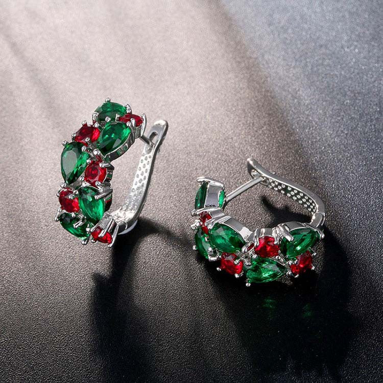 Wholesale Colorful Crystal Zircon Rose Gold Earrings