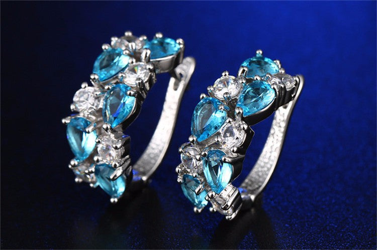 Wholesale Colorful Crystal Zircon Rose Gold Earrings