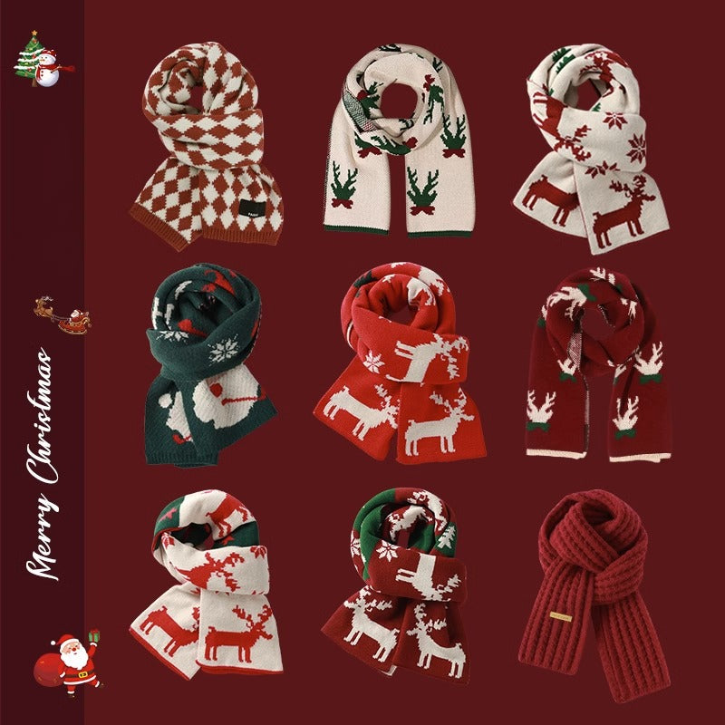 Wholesale Christmas Deer Winter Warm Plaid Scarves