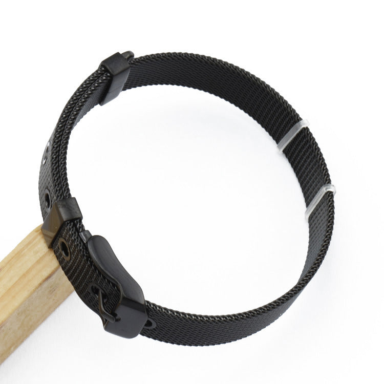 Wholesale Stainless Steel Adjustable Titanium Steel Woven Mesh Belt Bracelet