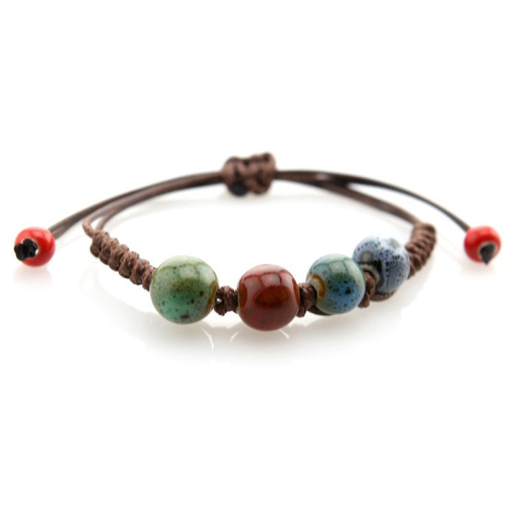 Brazalete de cuentas de cerámica tejida al por mayor