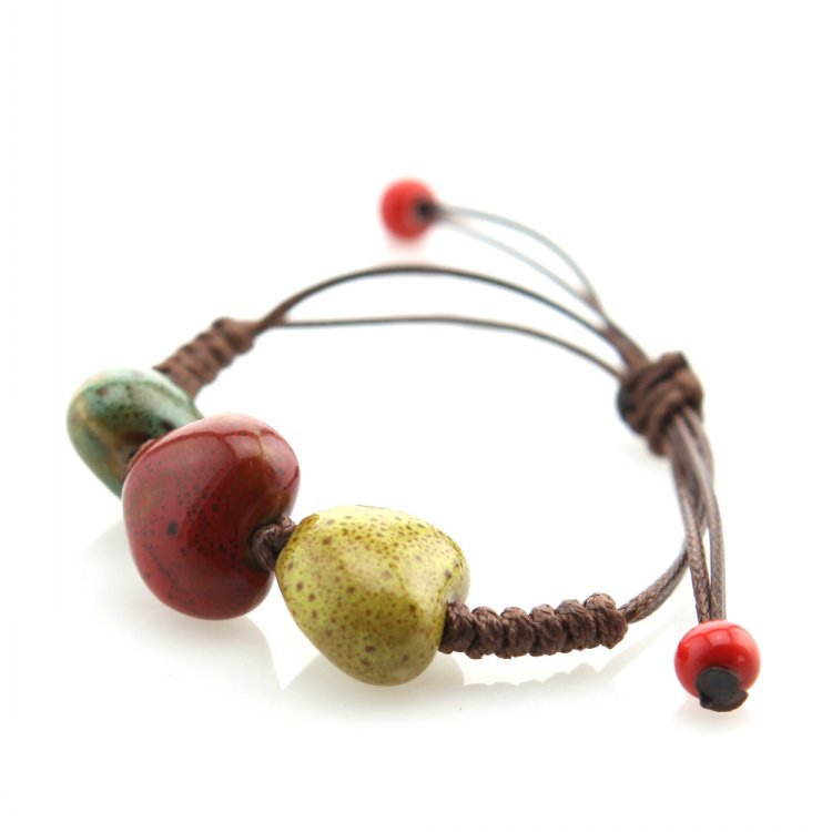 Brazalete de cuentas de cerámica tejida al por mayor