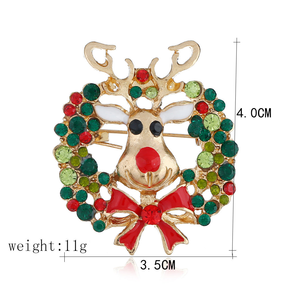 Wholesale Christmas Themed Alloy Brooch Pin Santa Snowman Elk Design Party Gift Accessory