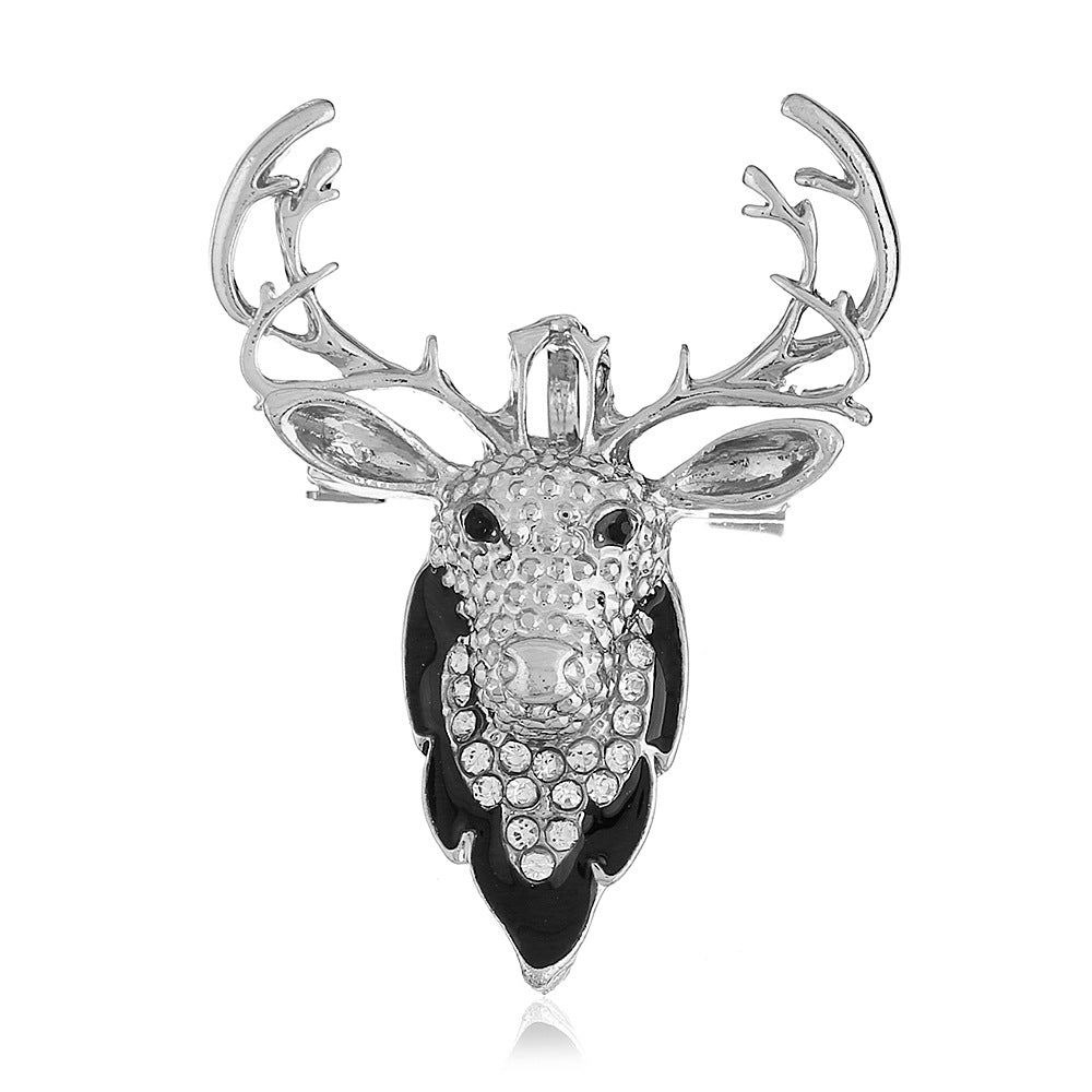 Wholesale Christmas Reindeer Rhinestone Brooch Pin Pendant Necklace 2 In 1 Unisex Fashion Accessory Gift For Boutique Resale