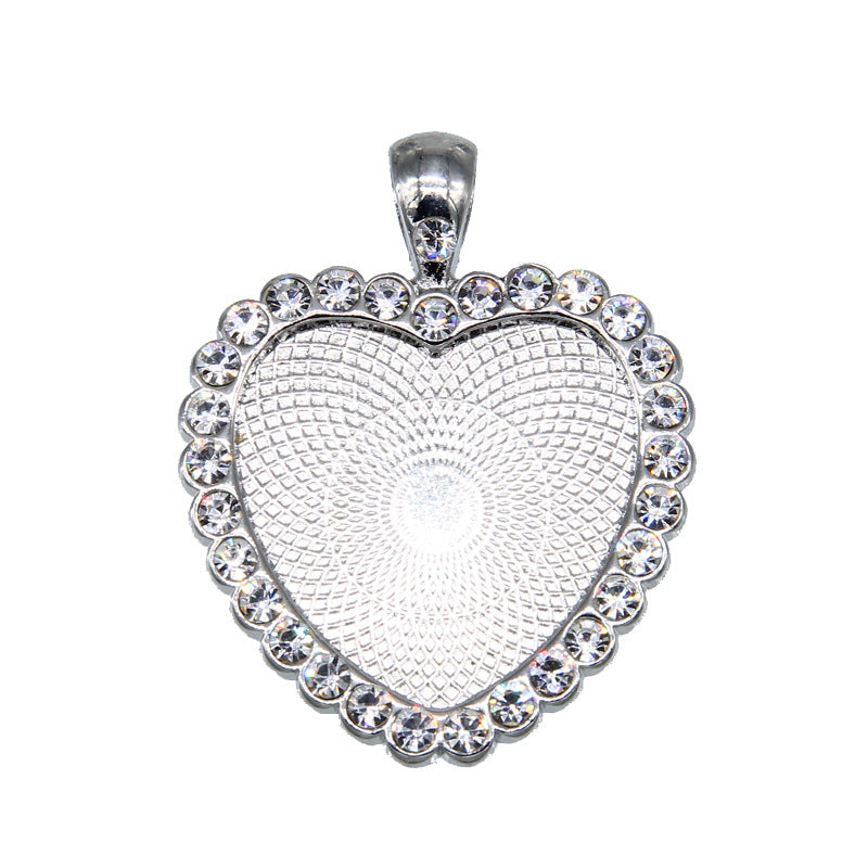 Wholesale 100PCS/PACK Alloy 25mm Peach Heart Diamond Time Gemstone Base